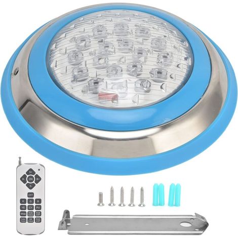 LED Swimming Pool Light Underwater Wall Mounted Stainless Steel AC12V RGB High-Power Lamp Beads 18-Button Remote Control Submersible Aquarium Pool Lighting (54W) (1/5)