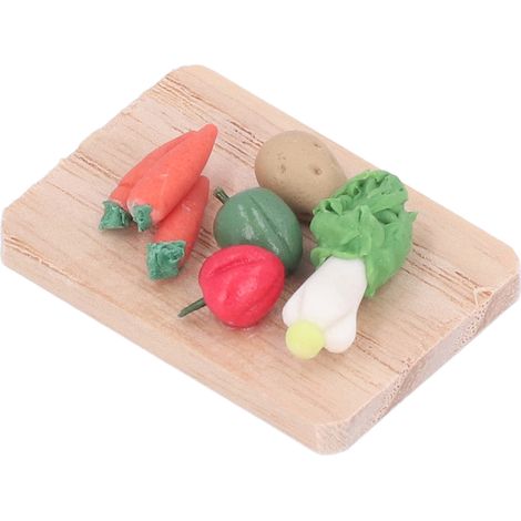 Modèle de chou, carotte et pomme de terre pour maison de poupée à l'échelle 1:12, planche à découper miniature en argile, décoration (1/5)
