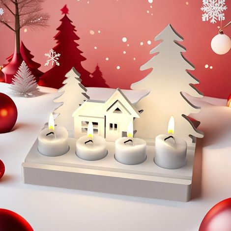 Moule en Platre Noël, Moule Resine Noel, Moules en Silicone, Moules pour Plateau à Bougies, pour 4 Bougies Chauffe-plat Standard de 3.8 mm (non incluses) (1/5)