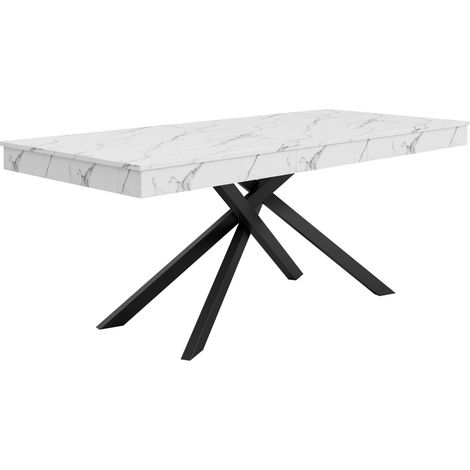Mesa de comedor extensible 140/180 x 80 cm blanca MDF para 6-8 personas (1/5)