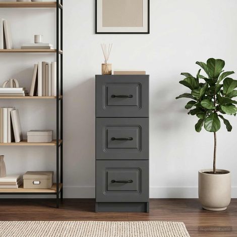 Armoire à tiroirs 3 tiroirs en bois d’ingénierie noir 33 x 34,5 x 87 cm - PANGIVO (1/5)