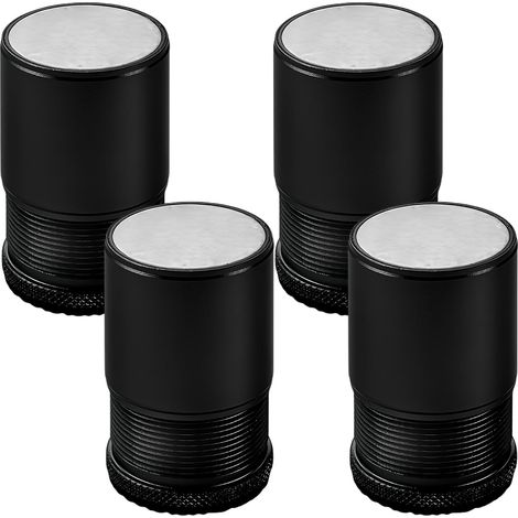 Lot de 4 Rehausseur de Meubles Réglable Métal, Rehausseur Pieds de Lit, Pieds de meubles pour Chaise, Table, Canapé, Caisson, Armoire de salle de bain, Noir, hauteur de 4.7cm-8cm, diamètre 40mm