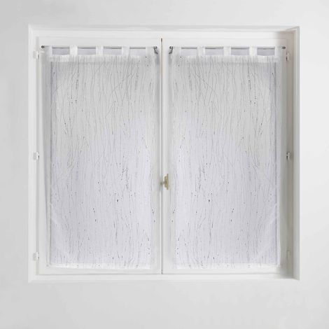 Douceur d'Intérieur Coppia di tende dritte con passanti, 2 pezzi, 45 x 90 cm, color sabbia, con applicazioni filiane color bianco
