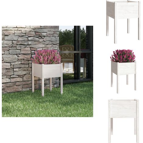 Jardinière Blanc 50x50x70 cm Bois de pin massif - Jardinier - Pot De Fleurs - Bac À Fleurs - Décoration Jardin - Plante Exterieur (1/5)