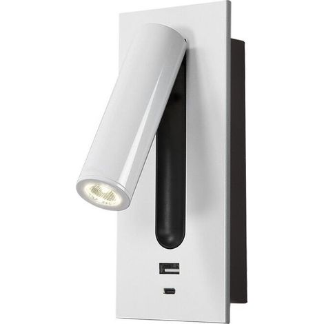 Liseuse LED Lampe de Chevet Interrupteur Caché Lampe de Chevet, Type C Lampe de Chevet Encastrée Applique Murale Lampe de Lecture, Rotatif à 350° Pliable à 90°, 3W Lumière Chaude 3000K, couleur Blanc (1/5)