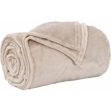 Überwurfdecke Beige 130 x 150 cm Fleece vidaXL