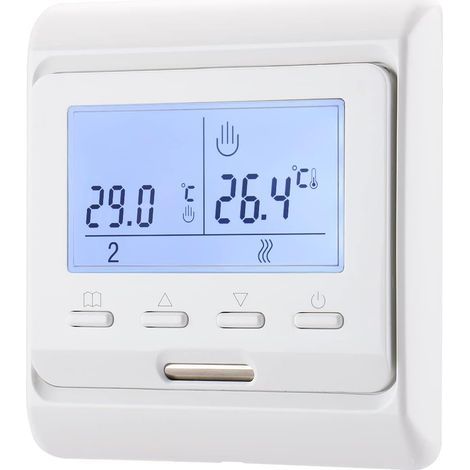 Termostato semanal programable AIDUCHO con pantalla digital WG806, AC230V 16A, compatible con calefacción eléctrica por suelo radiante con sensor de sonda 3M, color blanco. (1/5)