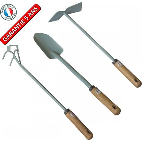Juego de herramientas extralargas – juego de herramientas de jardín con mango largo – 3 piezas OUTILS PERRIN