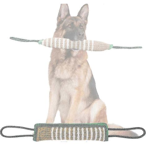 Jouet à tirer interactif pour chiens, coussin à tirer en jute résistant avec 2 poignées solides, idéal pour l'éducation et les jeux des chiots. (1/5)