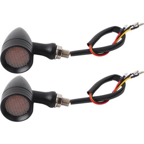 Tbest Motorcycle Universel Signal de Virage Clair Grille Rétro Frein LED High Luminal Purity Start Rapide Installer Easy Chrome Black Shell pour la Plupart des Motos 1 Régler à Droite (Noir jaune). (1/5)