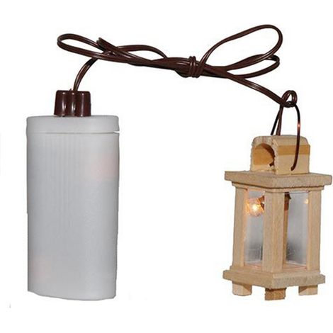 Lanterna natalizia per presepe color legno con led funzionante a batteria