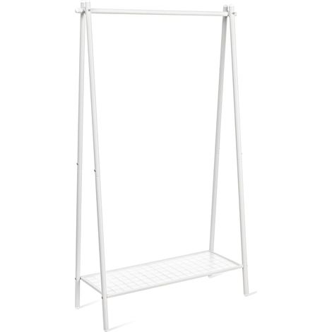 Songmics – Portant à vêtements en acier – Charge max 40 kg – Dimensions 33,5 x 92,5 x 153 cm – Étagère pour rangement – Blanc