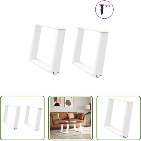 vidaXL Patas para mesa de centro en forma de U (2 unidades), color blanco, 70 x (42-43) cm, acero (1/5)
