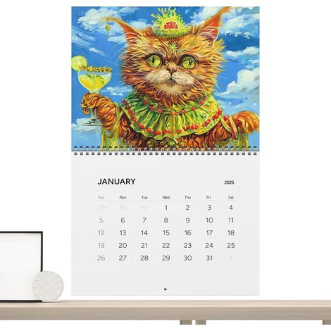 Calendrier Mural Chat 2026 - Planificateur Annuel et Mensuel Papier Épais,Calendrier Mural Chat 12 Mois Planificateur - Pour Bureau À Domicile Salle De Classe Nouvel An Noël Emploi Du Temps Re (1/5)