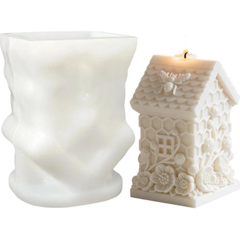Moule en silicone pour bougies en résine – Motif abeille et fleurs – Pour créations en plâtre ou bougies (1/5)
