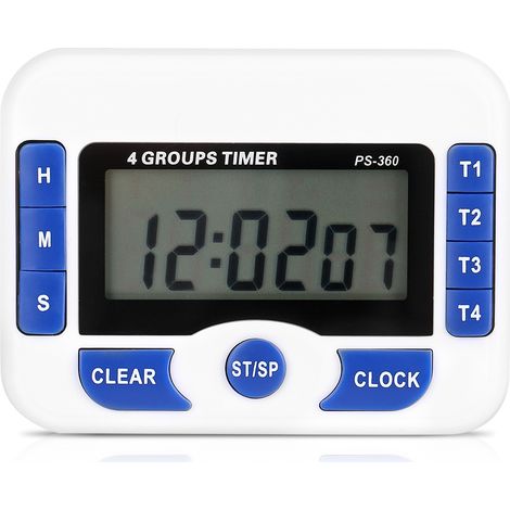 Minuterie de groupe indépendante numérique à 4 canaux Compte à rebours Horloge de cuisine magnétique (1/4)