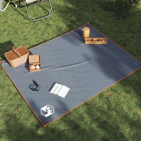 Picknickdecke mit grauen und orangen Heringen, 205 x 155 cm (1/5)