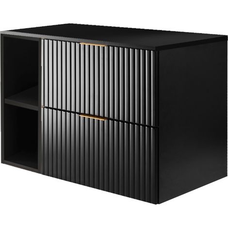 Mobile lavabo, Nero + maniglia dorata, 80 x 57 x 46 cm + Piano (1/5)