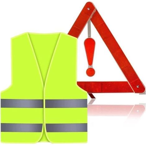 Triangles de signalisation pour Auto + Gilet Jaune Voiture,Triangle Voiture, Gilet Jaune Velo,kit securite Voiture,Haute visibilité (1/5)