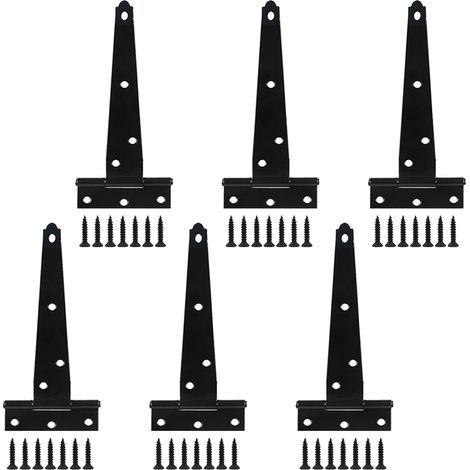 Charnières de porte en forme de T avec vis, rotation à 270 degrés, durabilité pour armoire, abri de jardin, portail pour animaux domestiques, charnières de grange polyvalentes (1/4)