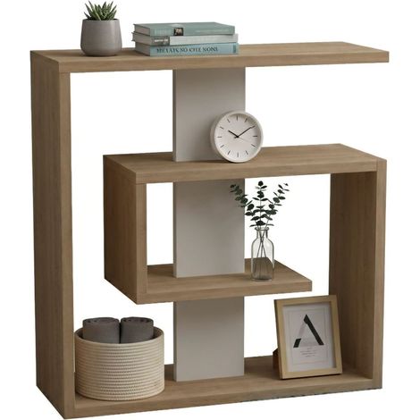 Tavolino da Salotto Rumbia, Portariviste Multiuso, Forma Rettangolare, Colore Ripiano Marrone, 55x20x57h cm Marrone Quercia
