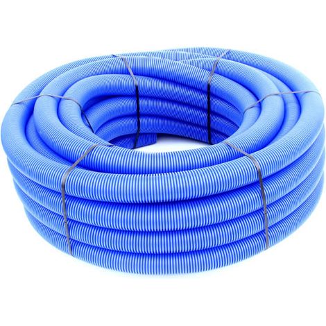 Gaine souple annelée-lisse bleue EAU Ø90mm – Longueur 50m – Résistante de -40°C à +100°C – Conduit en PE-HD pour chantiers humides