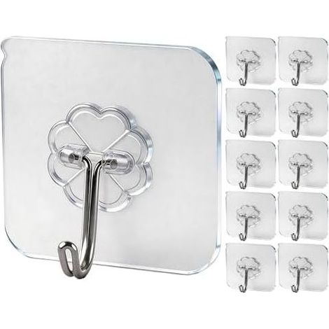 Selbstklebende Haken, kein Bohren erforderlich – max. Tragkraft 15 kg, wasser- und ölbeständig, für Bad und Küche, Handtücher, Jacken, Schlüssel, multifunktional, 10 Stück (1/5)