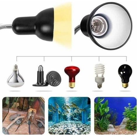 Lampe chauffante Tortue, 2 Ampoules UVA UVB 25W Lampe chauffante pour reptiles avec support Lampe Terrarium avec pince pivotante à (1/4)
