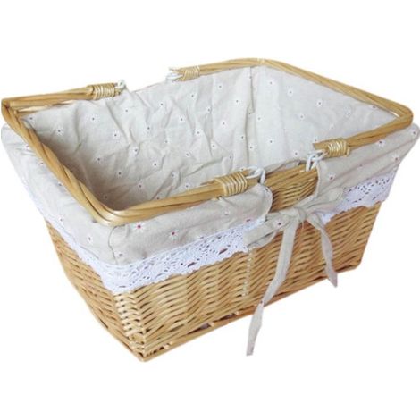 Panier de Pâques en Osier, Panier de Rangement, Panier de Pique-Nique en Osier, Rangement de Jouets pour Enfants avec Doublure S (1/4)