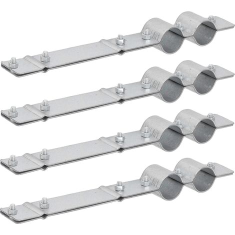 Colliers de serrage en U (lot de 4) en zinc aluminisé, résistants à la corrosion et durables, pour tuyaux d'eau, destinés aux élevages de poulets et poulaillers. (1/5)