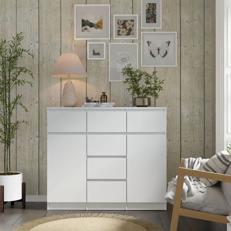 Kommode MAJA 2D6S 120 cm Weiß matt – 6 Schubladen, Aufbewahrungsmöbel für Schlafzimmer und Wohnzimmer