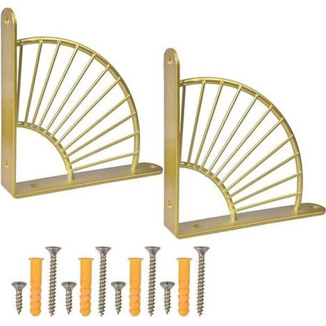 Équerre Murale Triangulaire en Métal Doré, Support d'Étagère en Bois Charge 30kg, Accessoires de Fixation pour Cuisine Jardin Intérieur (1/5)