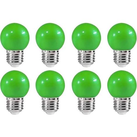 Ampoule LED sphérique G45 E27 couleur vert 3 W AC220‑240 V non dimmable éclairage décoratif Halloween Noël et fêtes lot de 8