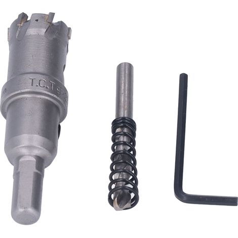 Kit de scie cloche en carbure TCT à dents épaisses pour métaux avec clé hexagonale et foret à carottage 22 mm / 0,9 po