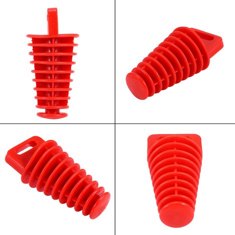 Bouchon de silencieux étanche en caoutchouc rouge pour petit pot d'échappement modifié de moto (1/5)