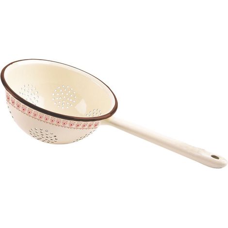 Colador de cocina esmaltado color beige TONCA de 20 cm