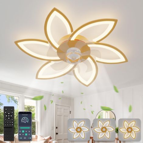 Ganeed – Ventilateur de plafond 78 cm avec télécommande – Éclairage LED dimmable – Moteur DC silencieux – 6 vitesses réversibles – Couleur or