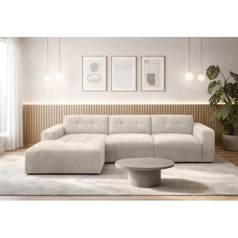 AX LIVING Couch in L Form Corlu Sofa Creme für Wohnzimmer 310 cm L