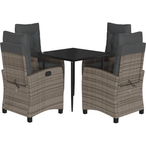 Maison Exclusive - 5-tlg. Garten-Essgruppe mit Kissen Grau Poly R