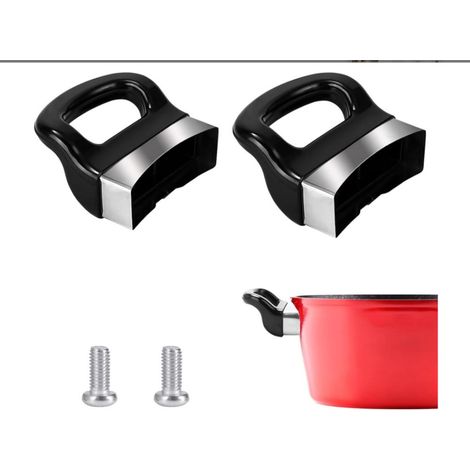 Lot de 2 poignées de rechange universelles pour casserole côté court,en bakélite pour ustensiles de cuisine à domicile,accessoires noirs pour cocotte minute (1/5)