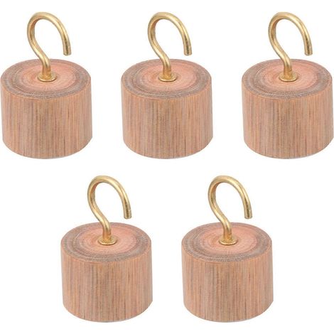 Crochets de plafond en bois, adaptés au rangement dans une armoire, lot de 5 crochets multifonctionnels (1/5)