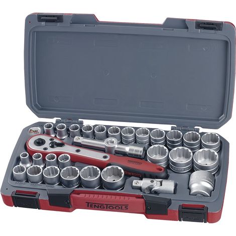 Jeu de douilles 1/2 mm/AF 30 pcs Teng Tools T1230