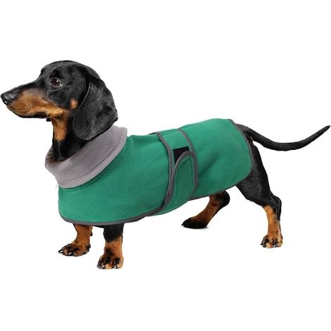 Cappotto invernale impermeabile, giacca regolabile con calda fodera in pile, indumento con foro per pettorina per cuccioli di taglia media e cani piccoli - verde - S