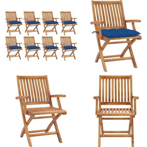Klappbare Gartenstühle mit Kissen 8 Stk. Massivholz Teak - Gartenstuhl - Gartenstühle - Home & Living (1/5)