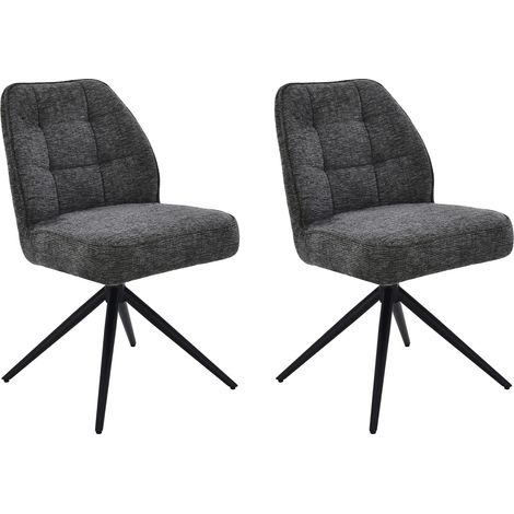 Lot de 2 chaises rotatives 48x63x83cm en tissu anthracite chiné - STELIX
