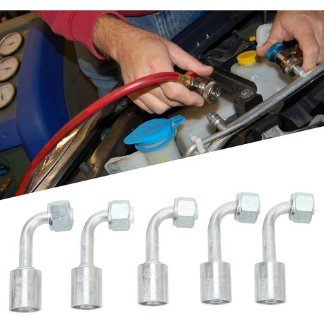 Packung mit 10 Kfz-Klimaanlagensteckern, umweltfreundliche R134 4-Punkt-Stecker mit R12 4-Punkt-Aluminiumhülsen, 90-Grad-Winkelstecker (Referenz: LR-FT020) (1/5)