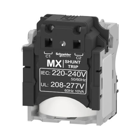 Schneider Electric – Bobine déclencheur à émission de courant MX pour disjoncteur 100A/160A/250A – Tension nominale 220-240 Vac – Contacteur à clé