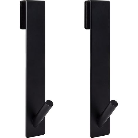 Ahlsen Ganchos para puerta de ducha, ganchos para toallas sin perforación, toallero con capas de espuma para puerta de baño de vidrio sin marco, negro (paquete de 2) (1/5)