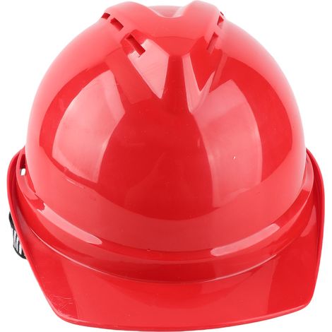 Casque de chantier renforcé ABS type V avec visière, protection de tête respirante et résistante pour construction, rouge (1/5)