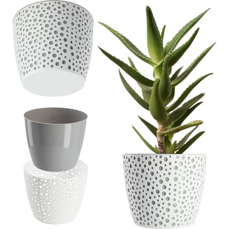 KADAX Blumentopf aus Kunststoff, Pflanzkübel, rund, 15 cm, Grau